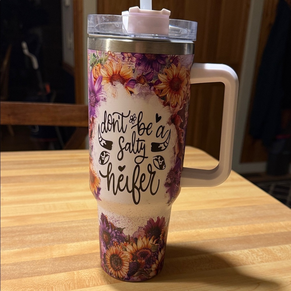 Floral Insulated Tumbler with Handle